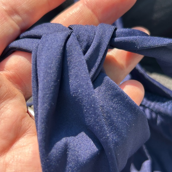 Draper James Swimsuit Navy Blue One Piece Bathing Twist Bandeau Size XL NWT - Picture 12 of 13